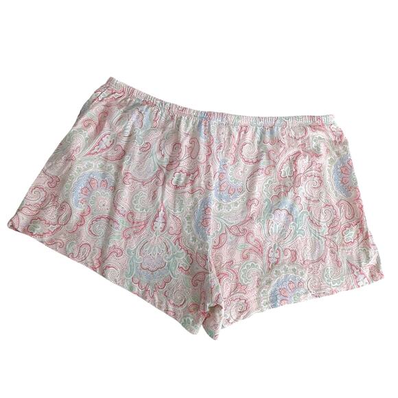 Lauren Ralph Lauren Black Label Pajama Set L Boxer Short Sleeveless Pink Paisley - Picture 6 of 14